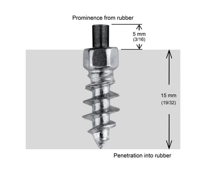 Close-up of iGrip ST-18F 18mm snowmobile stud for superior ice traction and stability