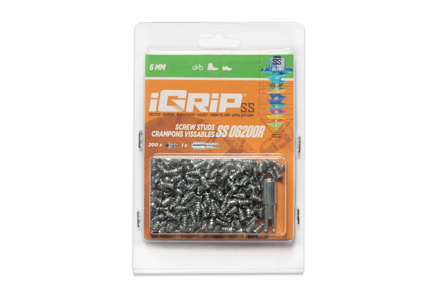SS-06R iGrip 6mm shouldered racing tire studs providing precision traction and control on icy racing tracks