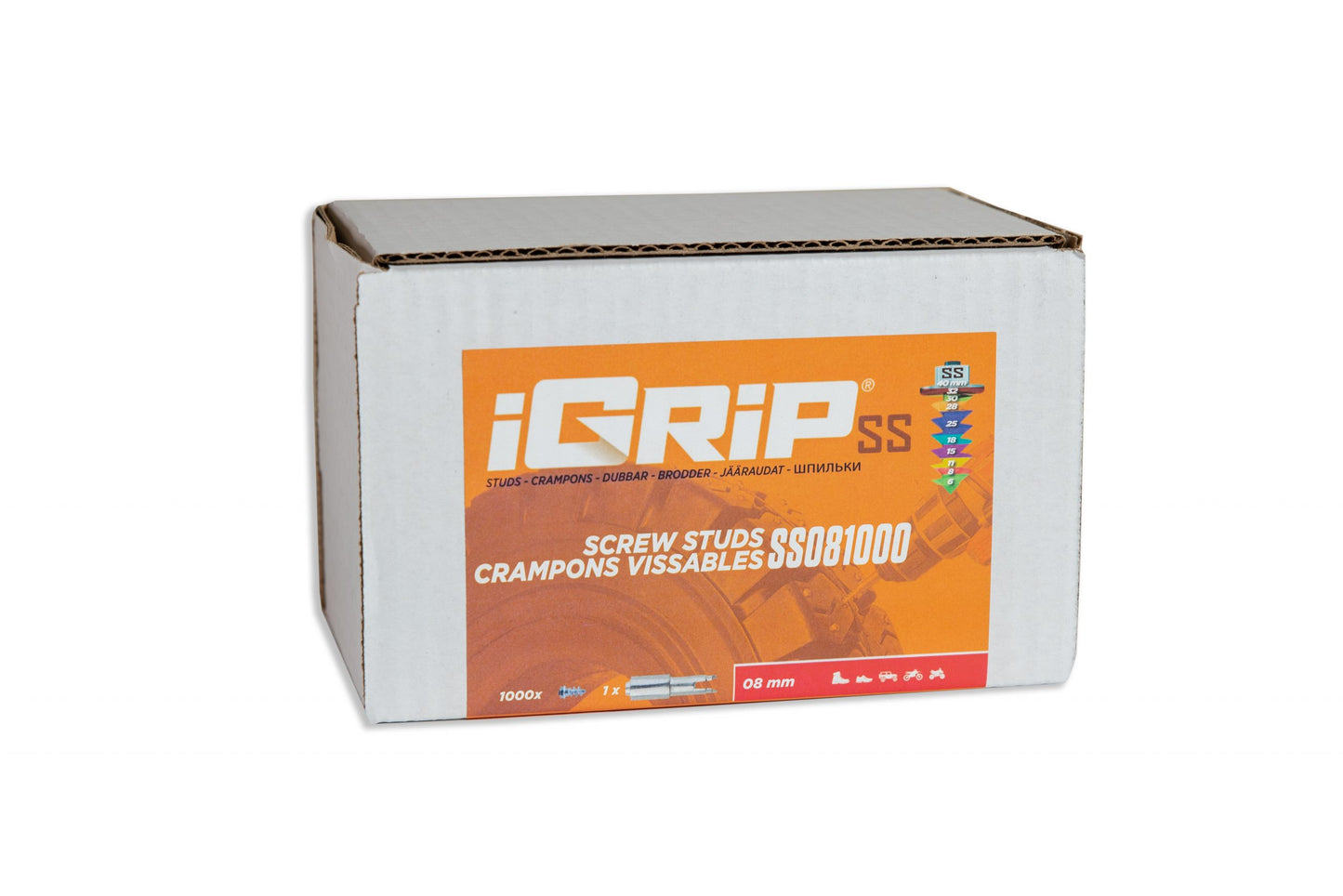 SS-08 iGrip 8mm shouldered tire studs providing durable traction and control on icy and snowy terrain