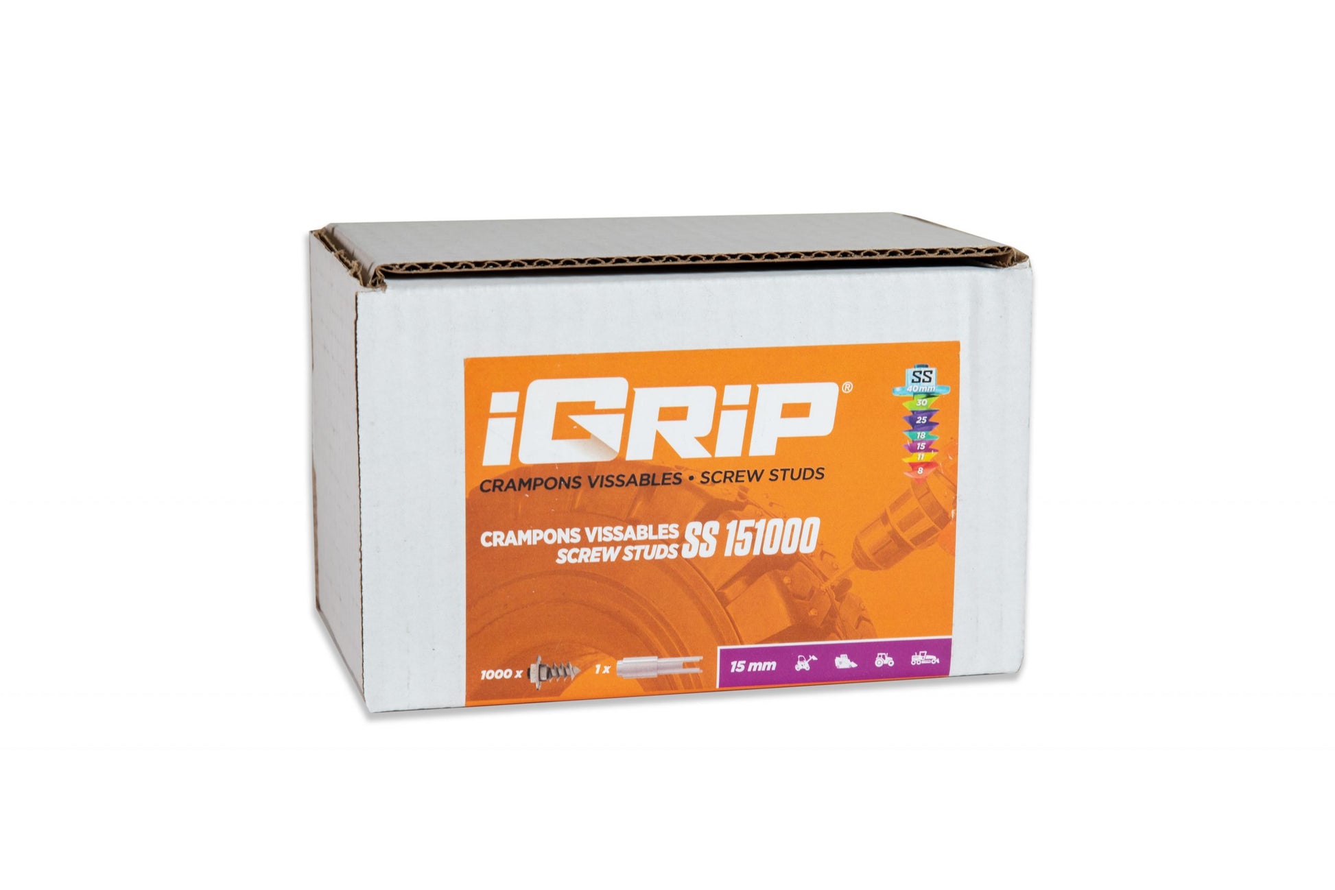 SS-15 iGrip 15mm shouldered tire studs providing heavy-duty traction and stability on icy and snowy surfaces
