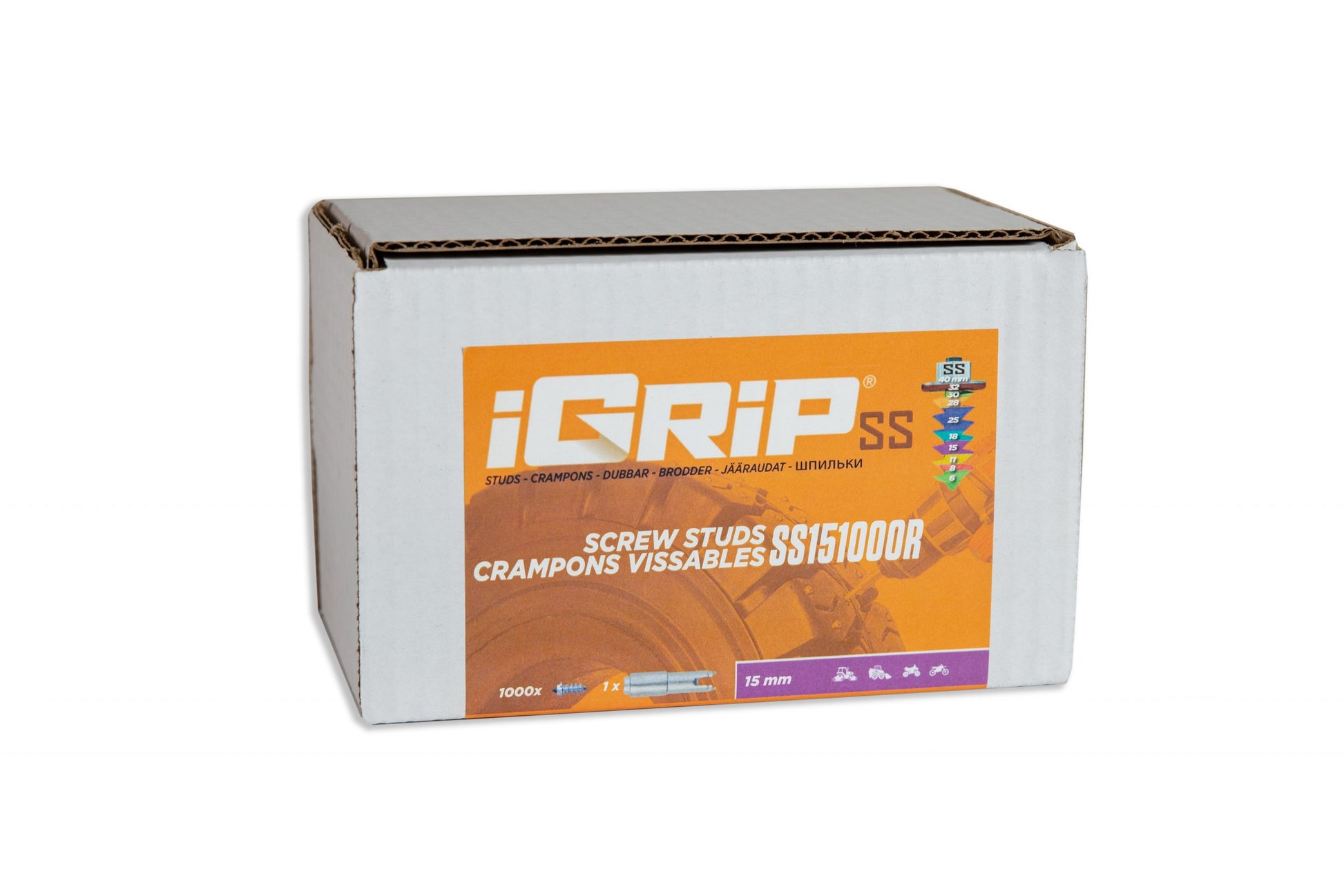 SS-15R iGrip 15mm shouldered racing tire studs providing professional traction and stability on icy racing surfaces