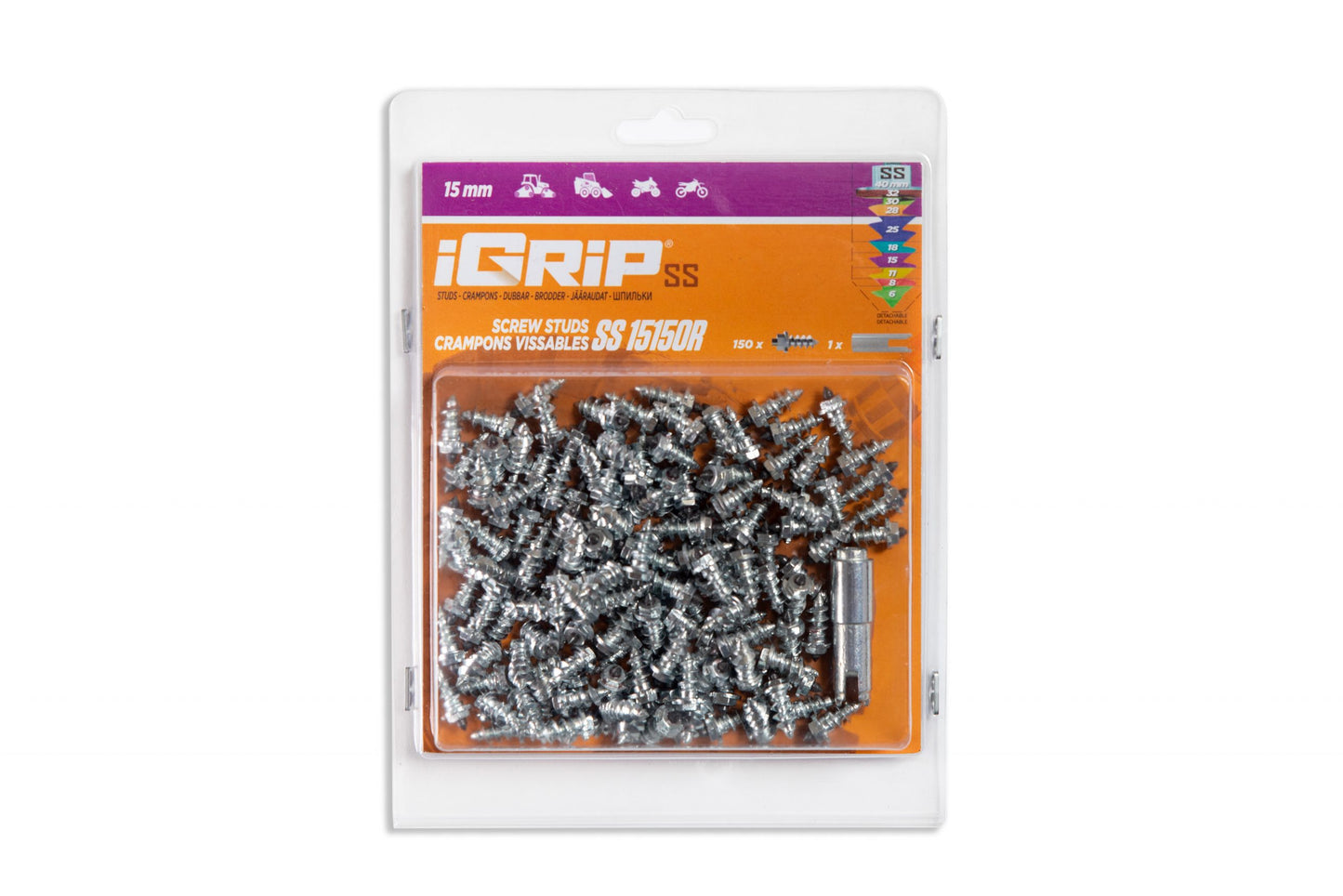 SS-15R iGrip 15mm shouldered racing tire studs providing professional traction and stability on icy racing surfaces