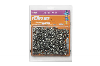 SS-15R iGrip 15mm shouldered racing tire studs providing professional traction and stability on icy racing surfaces