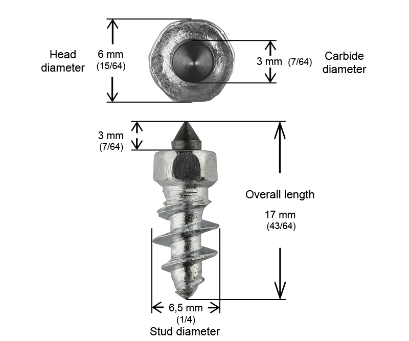 ST-15R iGrip 15mm standard racing studs providing high-speed traction and control on icy and snowy surfaces
