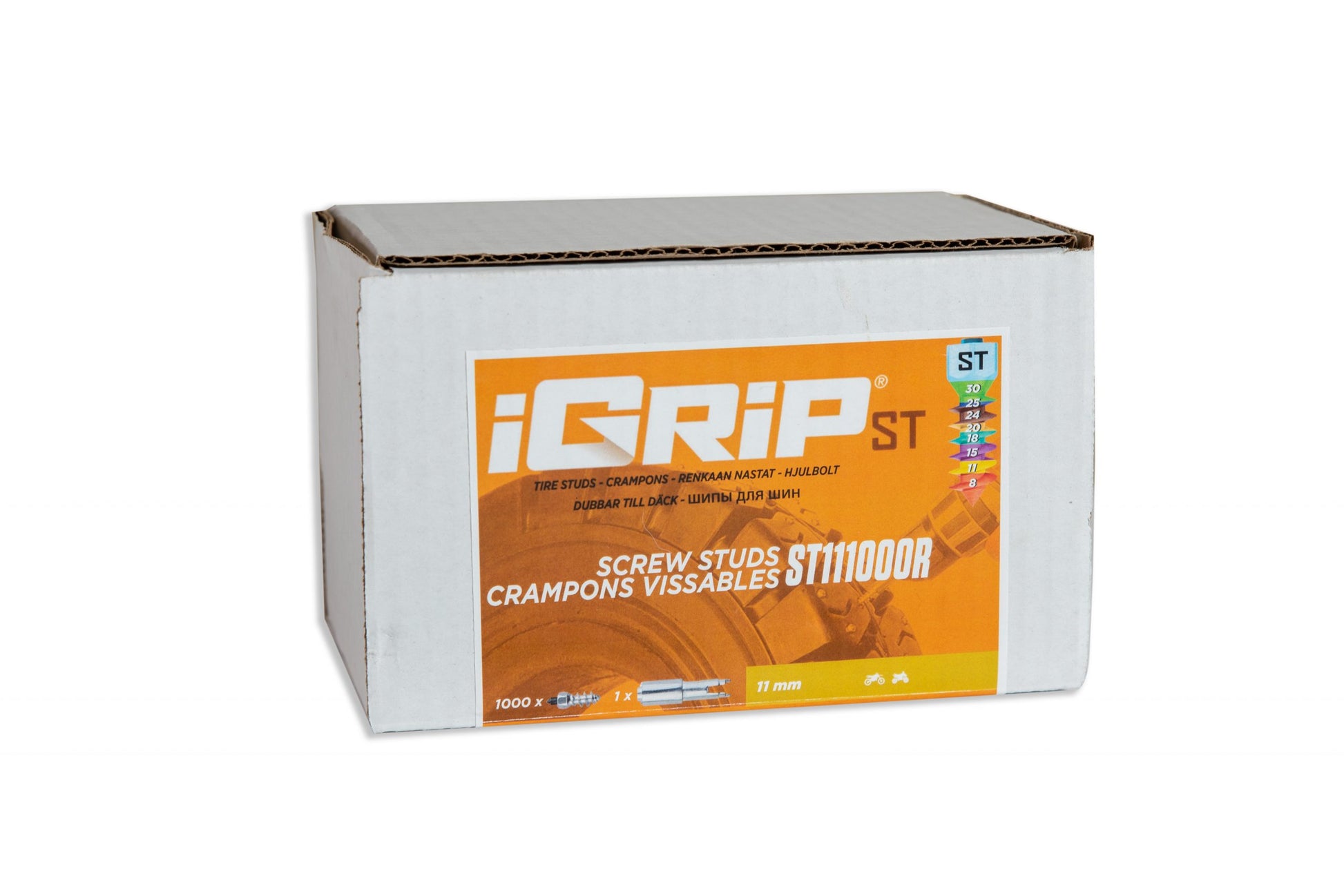 ST-11R iGrip standard racing studs providing precision traction and control on icy racing tracks