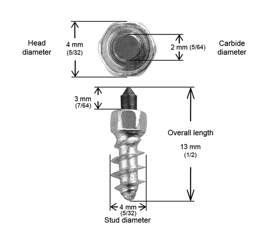 ST-11R iGrip standard racing studs providing precision traction and control on icy racing tracks