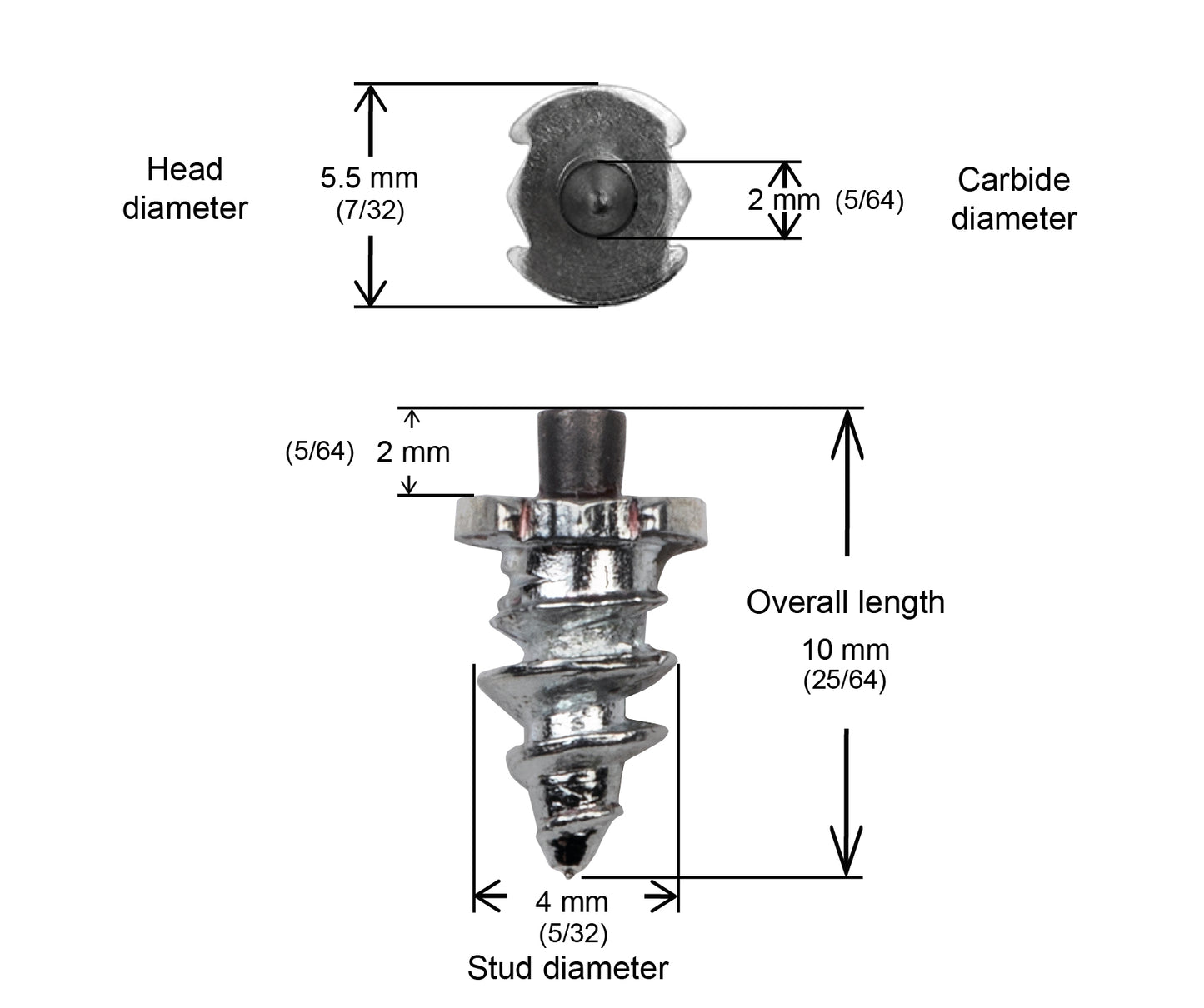 SS-06 iGrip 6mm shouldered tire studs providing compact traction and stability on slippery surfaces