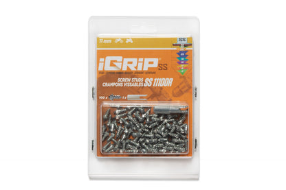 SS-11R iGrip 11mm shouldered racing tire studs providing precision traction and control on icy race tracks
