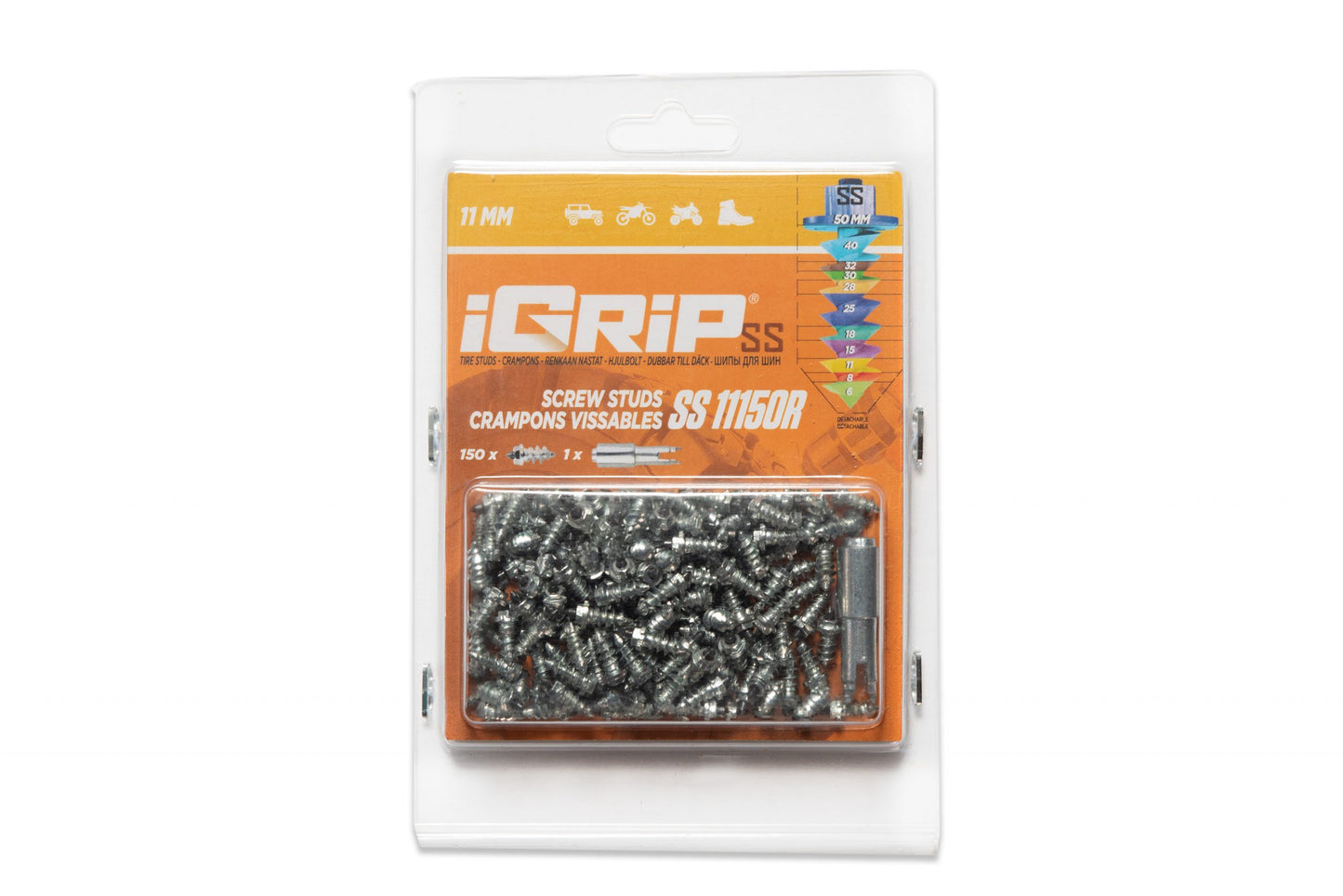 SS-11R iGrip 11mm shouldered racing tire studs providing precision traction and control on icy race tracks