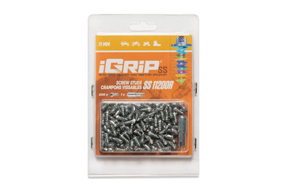 SS-11R iGrip 11mm shouldered racing tire studs providing precision traction and control on icy race tracks