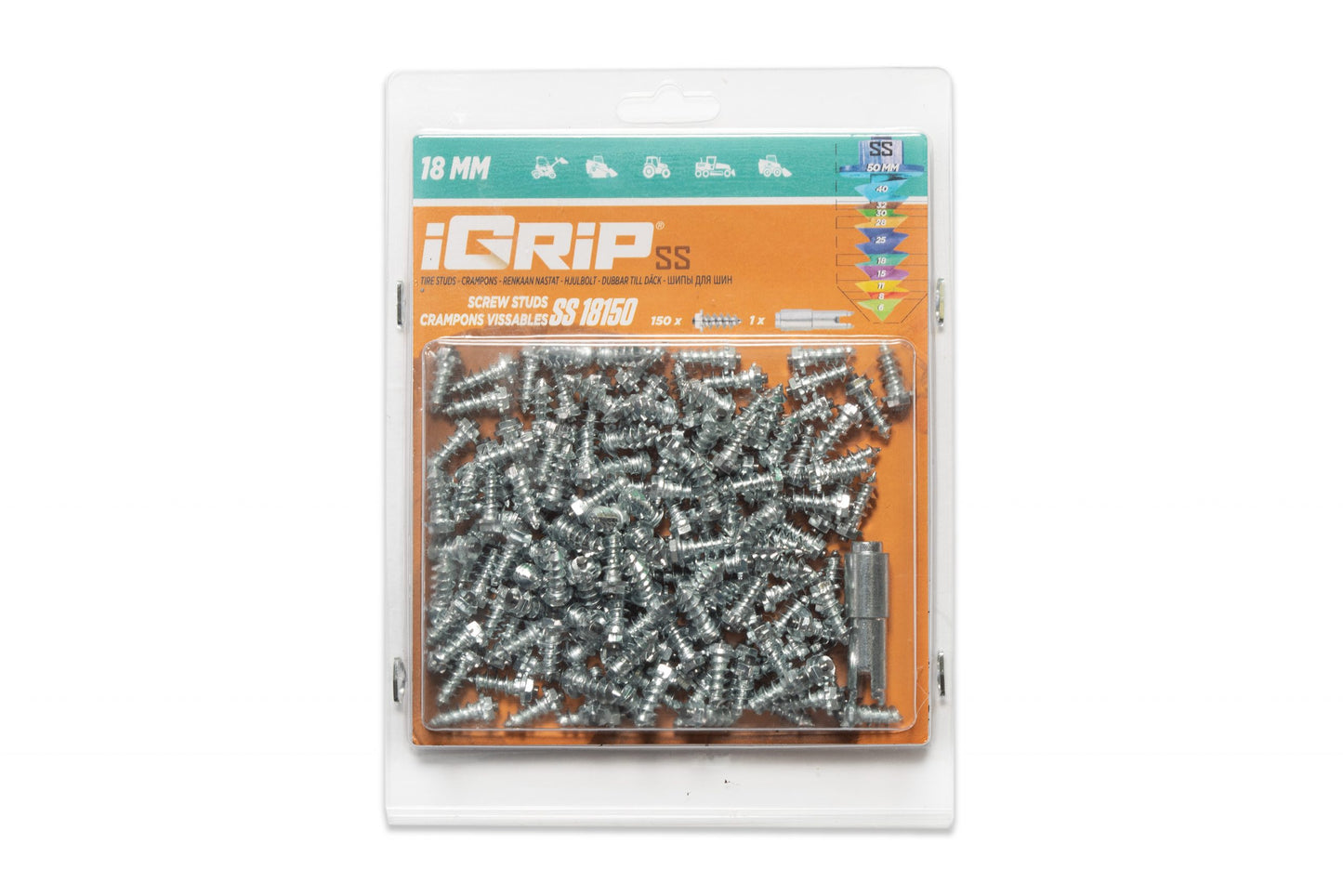 SS-18 iGrip 18mm shouldered tire studs providing reliable traction and control on icy and snowy surfaces