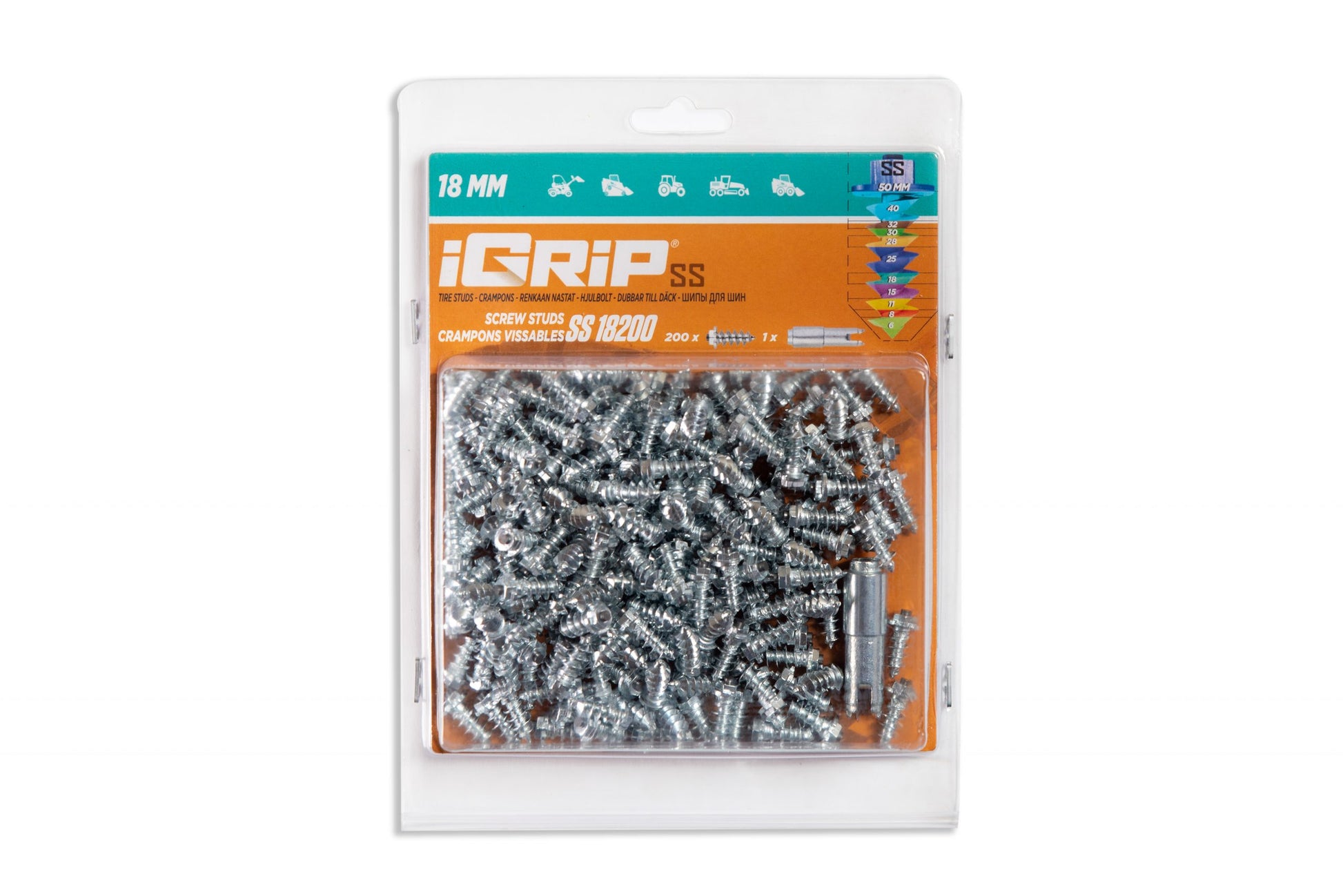 SS-18 iGrip 18mm shouldered tire studs providing reliable traction and control on icy and snowy surfaces