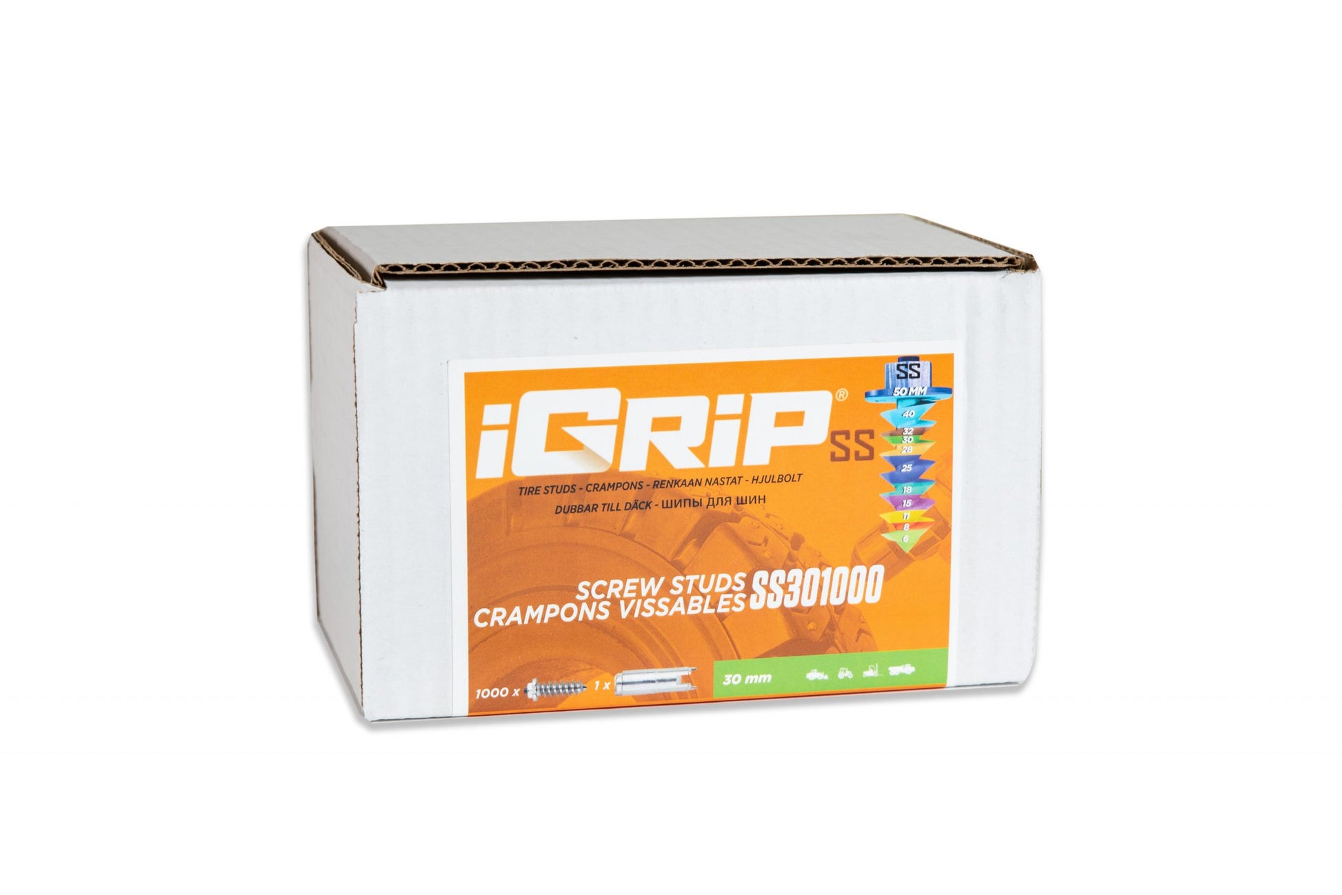 SS-30 iGrip 30mm shouldered tire studs delivering superior traction and control on icy and rugged terrain
