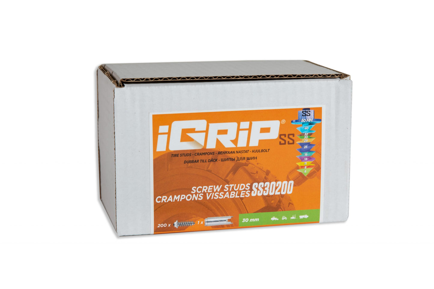 SS-30 iGrip 30mm shouldered tire studs delivering superior traction and control on icy and rugged terrain