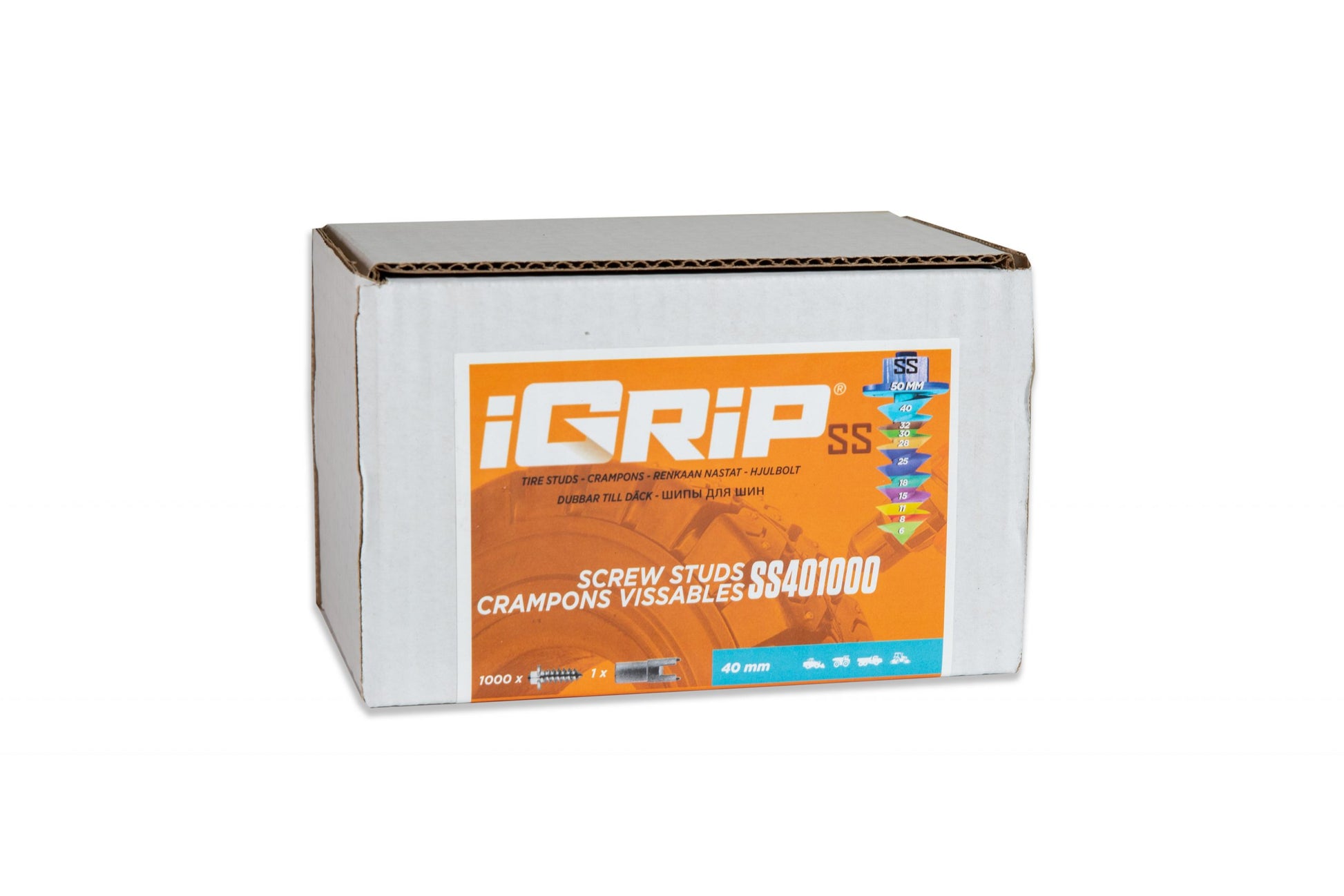 SS-40 iGrip 40mm shouldered tire studs delivering extreme traction and stability on icy and rugged terrain