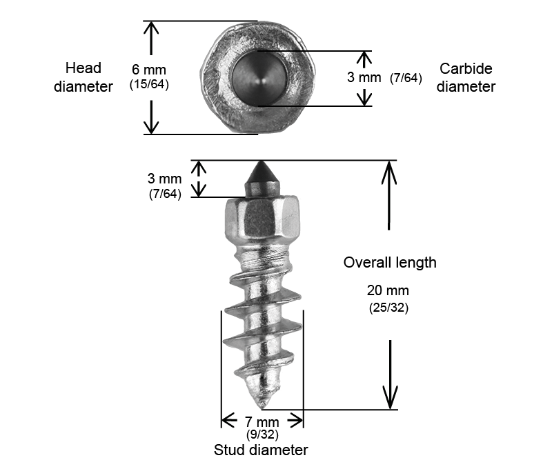 ST-18R iGrip 18mm standard racing studs delivering elite traction and control on icy tracks and snow