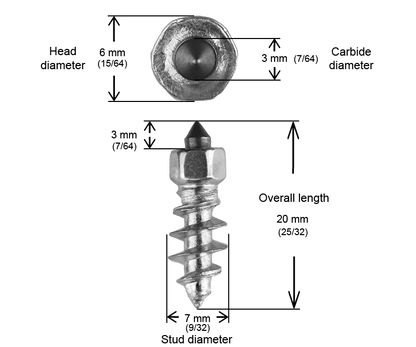 ST-18R iGrip 18mm standard racing studs delivering elite traction and control on icy tracks and snow