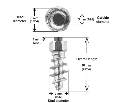 ST-18 iGrip 18mm standard studs offering reliable traction and control on icy and snowy surfaces