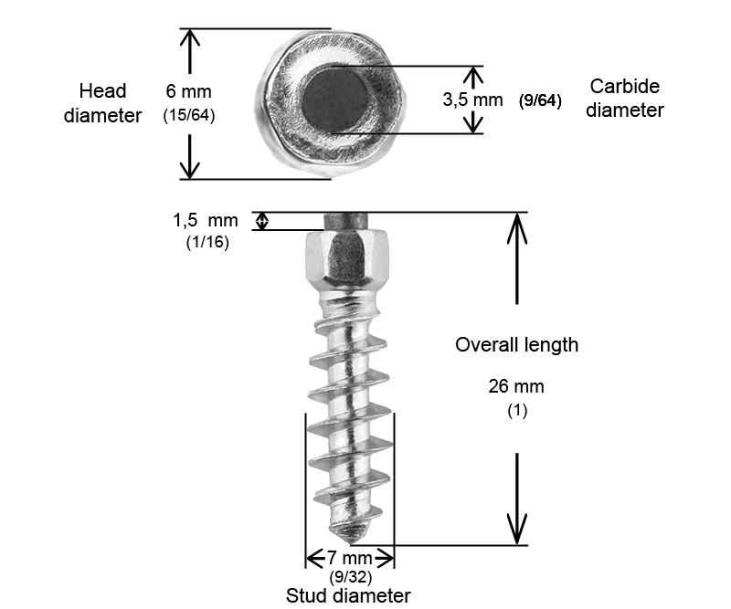 ST-25 iGrip 25mm standard studs delivering strong traction and stability on icy and snowy terrain