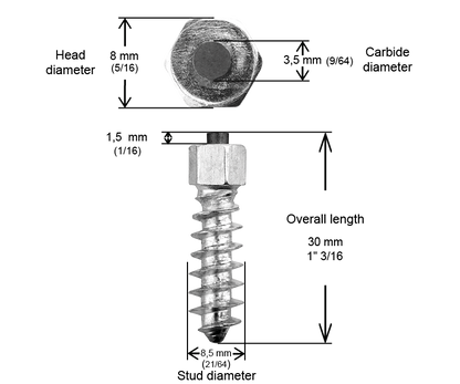 ST-30 iGrip 30mm standard studs providing durable traction and stability on icy and rugged terrain