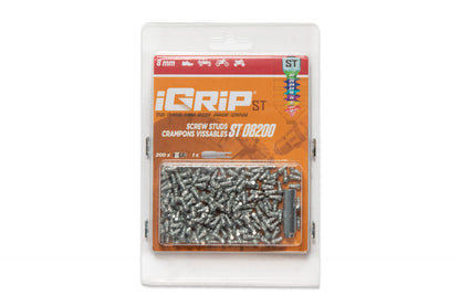 ST-08 iGrip 8mm standard studs providing compact traction and stability on icy and snowy terrain