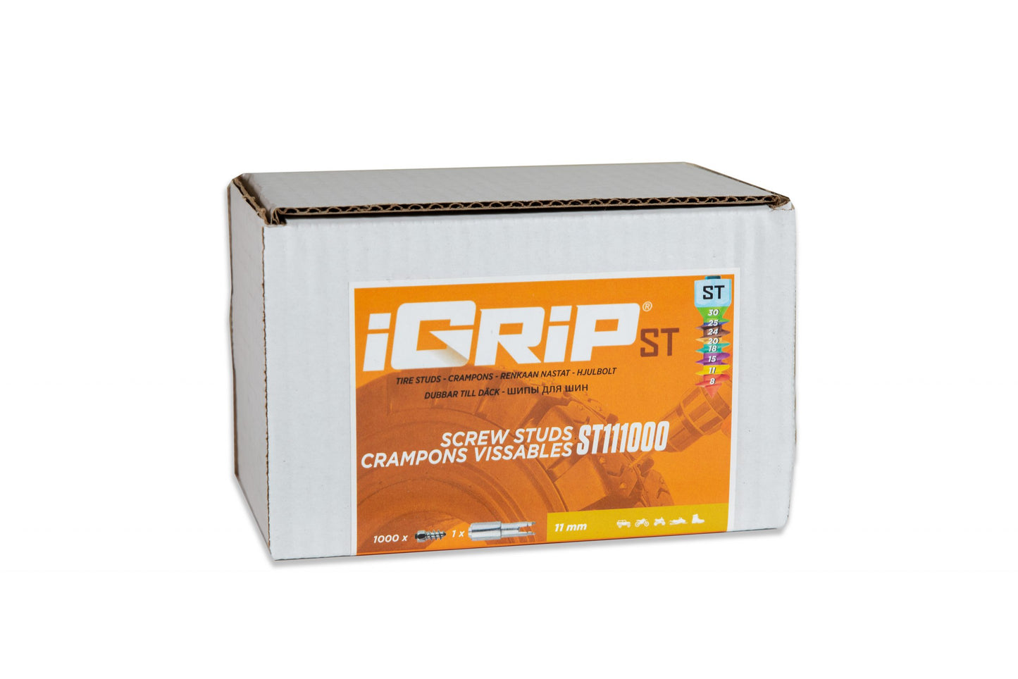 ST-11 iGrip 11mm standard studs providing strong traction and stability on icy and snowy terrain