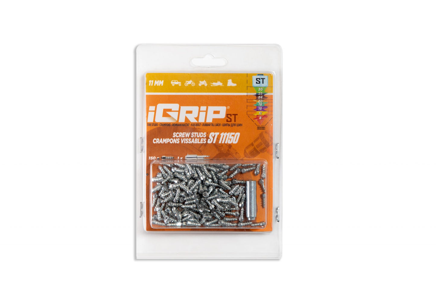 ST-11 iGrip 11mm standard studs providing strong traction and stability on icy and snowy terrain