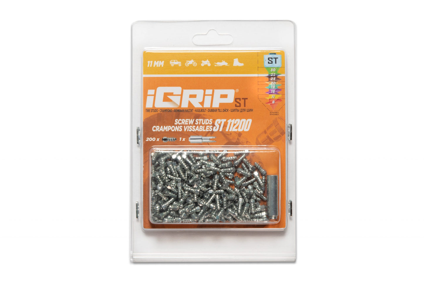 ST-11 iGrip 11mm standard studs providing strong traction and stability on icy and snowy terrain
