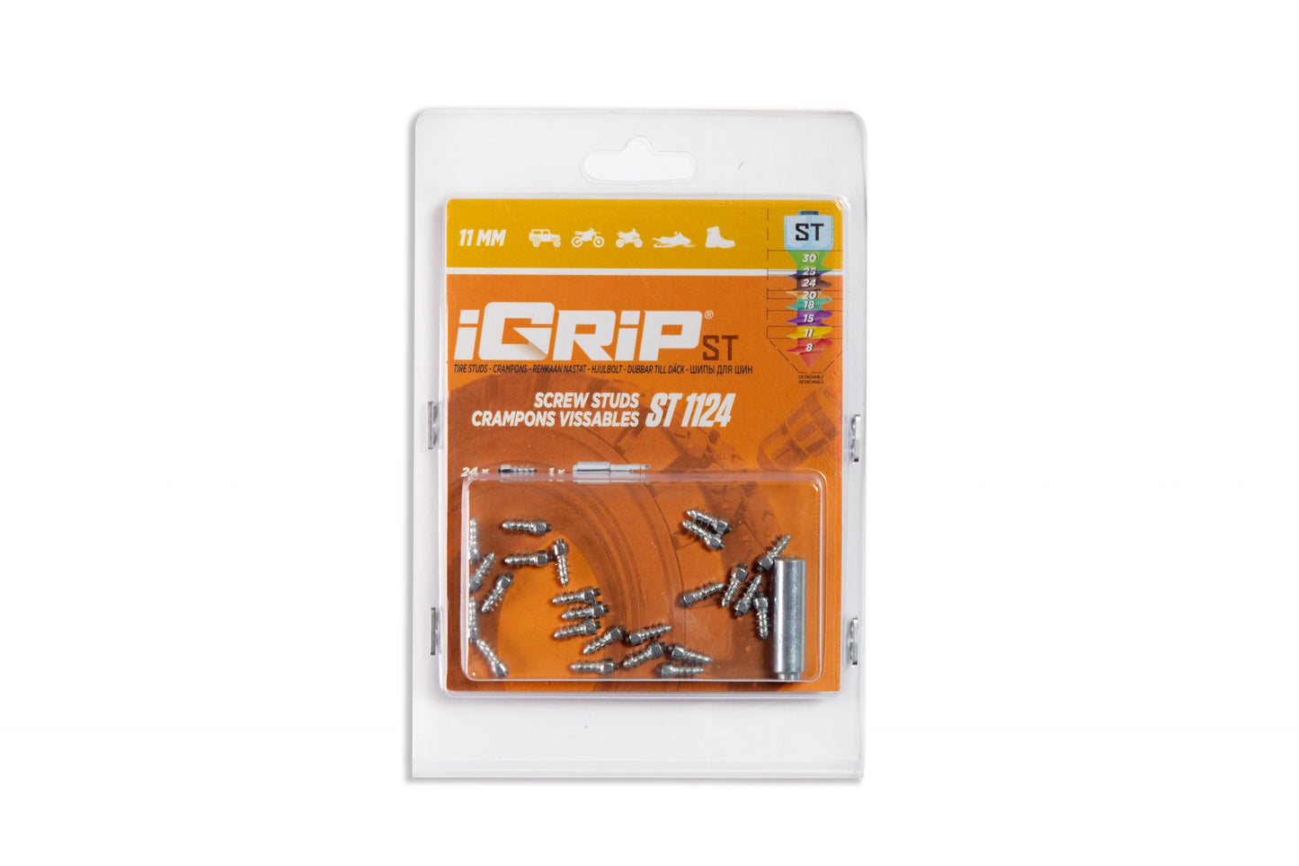 ST-11 iGrip 11mm standard studs providing strong traction and stability on icy and snowy terrain