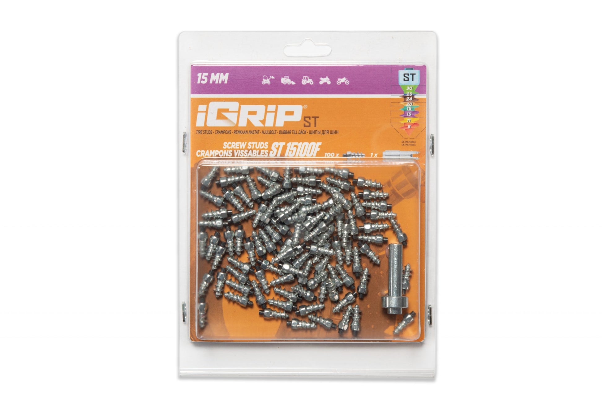 ST-15F iGrip 15mm standard studs delivering reliable traction and control on icy and snowy terrain