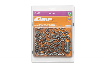 ST-15R iGrip 15mm standard racing studs providing high-speed traction and control on icy and snowy surfaces