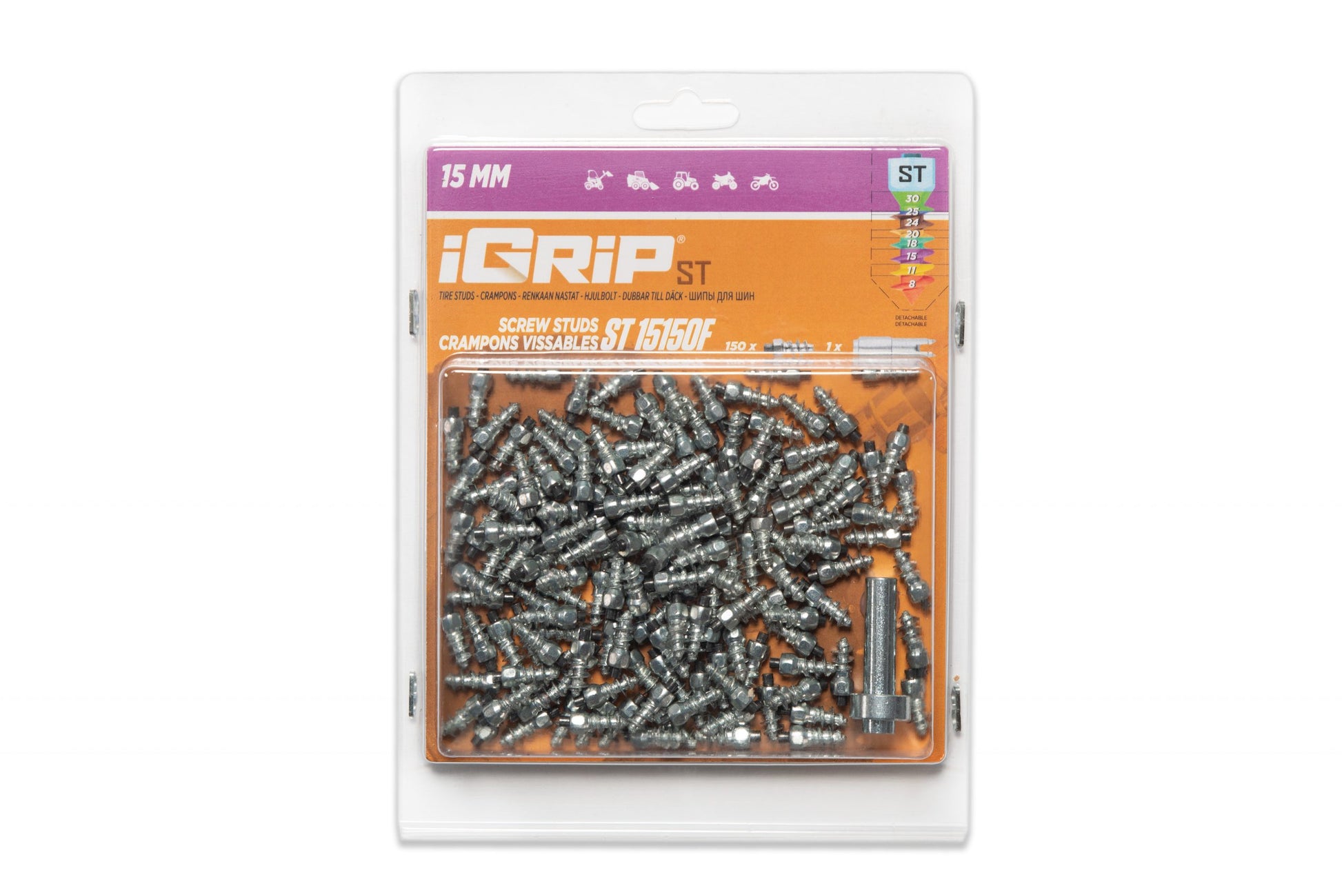 ST-15F iGrip 15mm standard studs delivering reliable traction and control on icy and snowy terrain