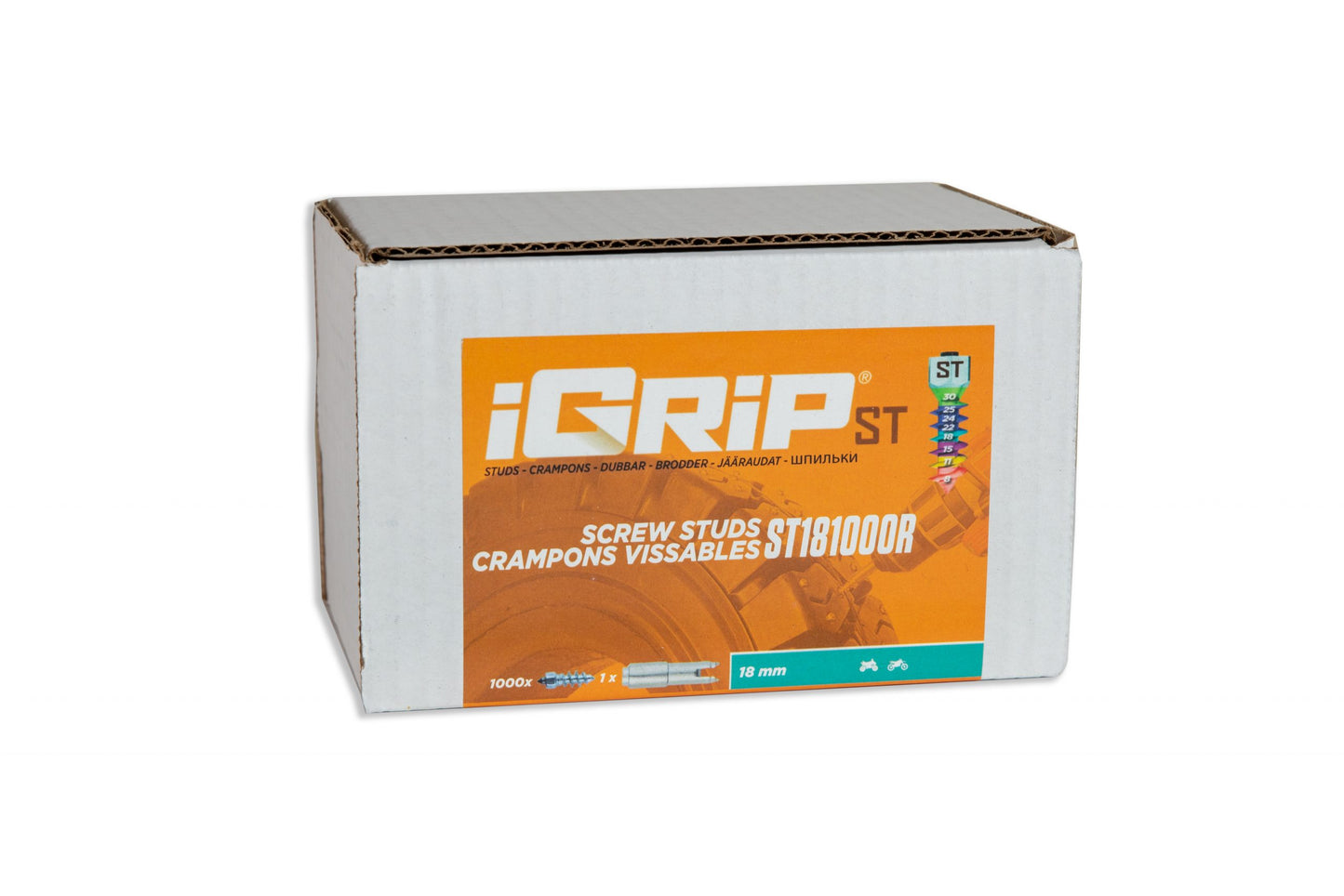 ST-18R iGrip 18mm standard racing studs delivering elite traction and control on icy tracks and snow