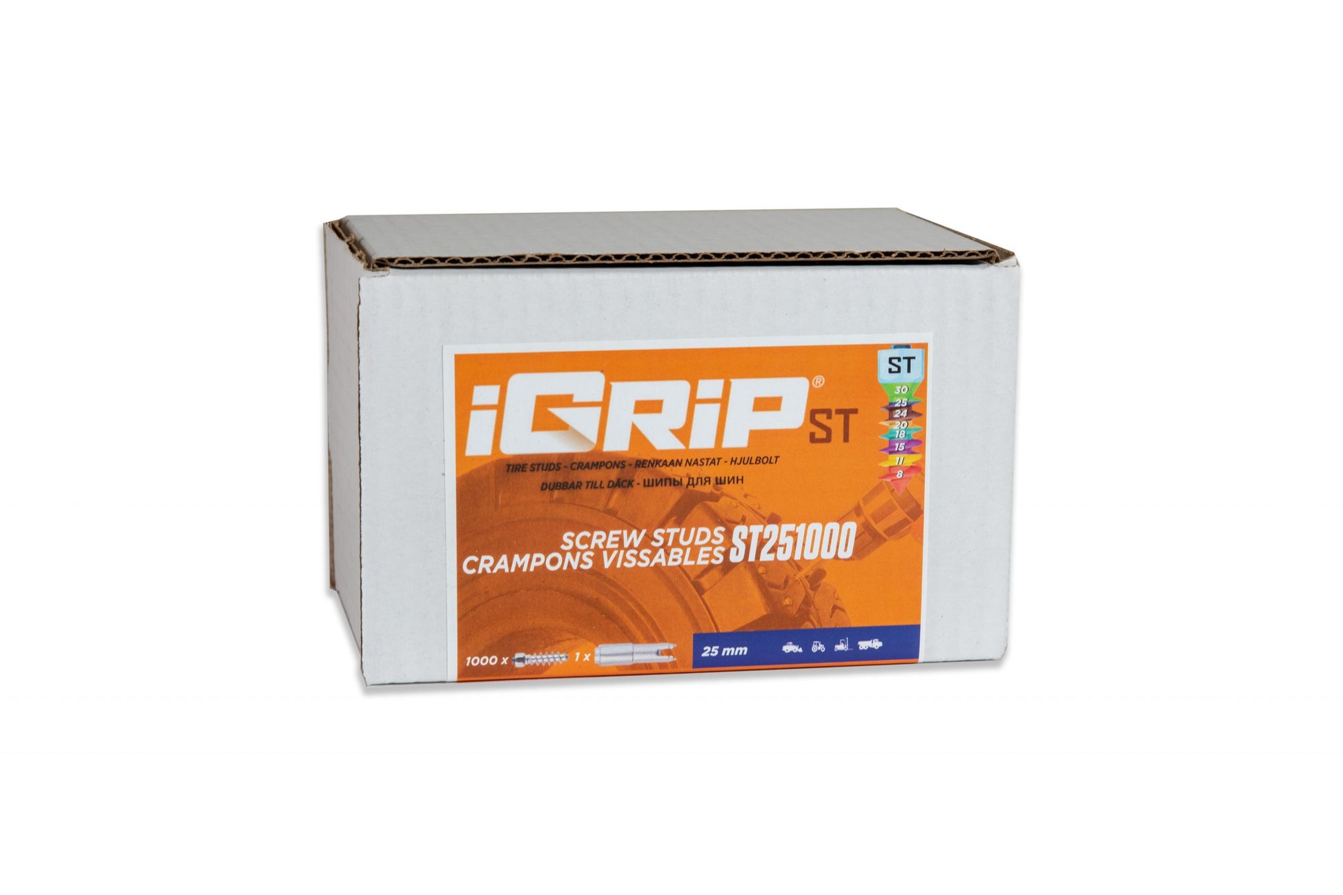 ST-25 iGrip 25mm standard studs delivering strong traction and stability on icy and snowy terrain