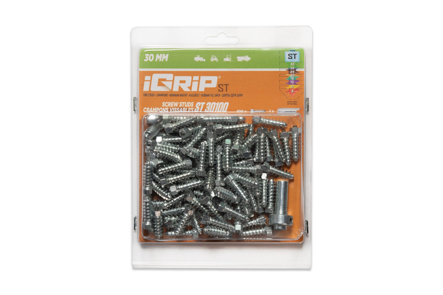 ST-30 iGrip 30mm standard studs providing durable traction and stability on icy and rugged terrain