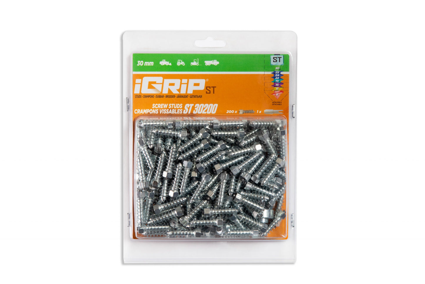 ST-30 iGrip 30mm standard studs providing durable traction and stability on icy and rugged terrain