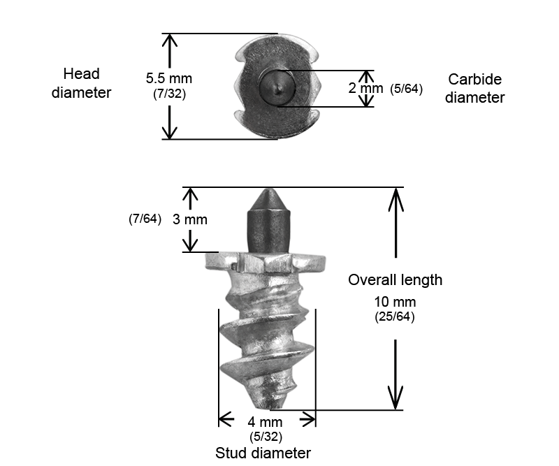 SS-06R iGrip 6mm shouldered racing tire studs providing precision traction and control on icy racing tracks