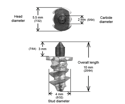 SS-06R iGrip 6mm shouldered racing tire studs providing precision traction and control on icy racing tracks
