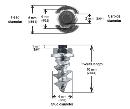 SS-08 iGrip 8mm shouldered tire studs providing durable traction and control on icy and snowy terrain
