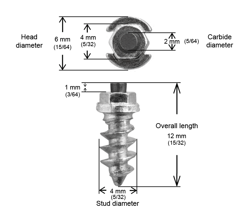 SS-11 iGrip 11mm shouldered tire studs providing strong traction and stability on icy and snowy surfaces