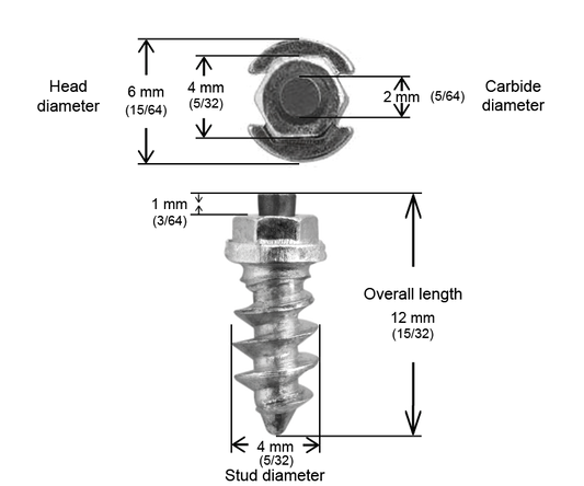 SS-11 iGrip 11mm shouldered tire studs providing strong traction and stability on icy and snowy surfaces