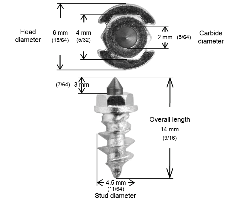 SS-11R iGrip 11mm shouldered racing tire studs providing precision traction and control on icy race tracks