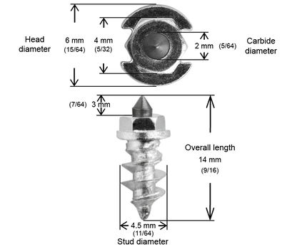 SS-11R iGrip 11mm shouldered racing tire studs providing precision traction and control on icy race tracks