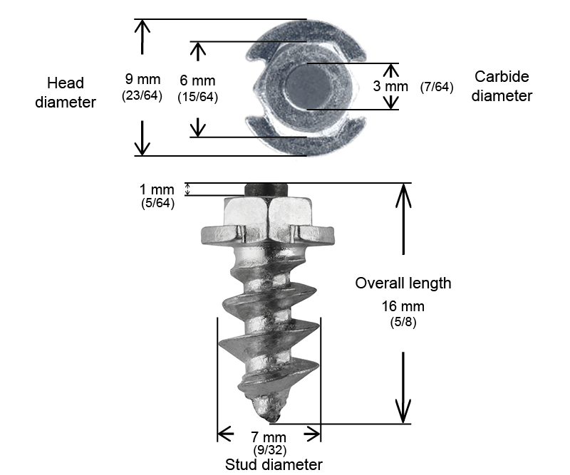 SS-15 iGrip 15mm shouldered tire studs providing heavy-duty traction and stability on icy and snowy surfaces