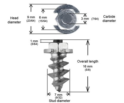 SS-15 iGrip 15mm shouldered tire studs providing heavy-duty traction and stability on icy and snowy surfaces