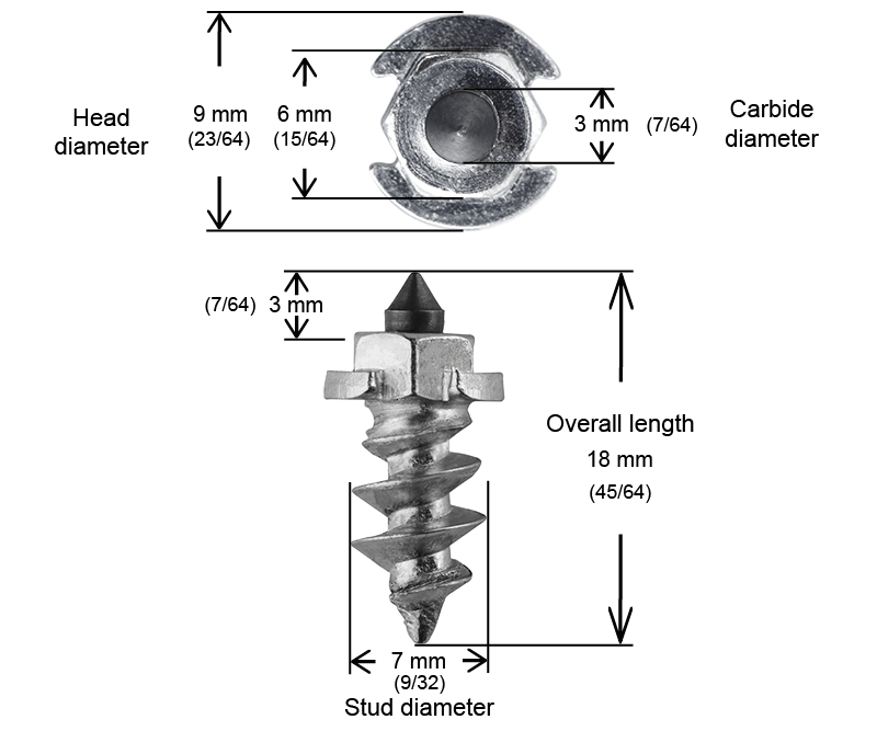 SS-15R iGrip 15mm shouldered racing tire studs providing professional traction and stability on icy racing surfaces