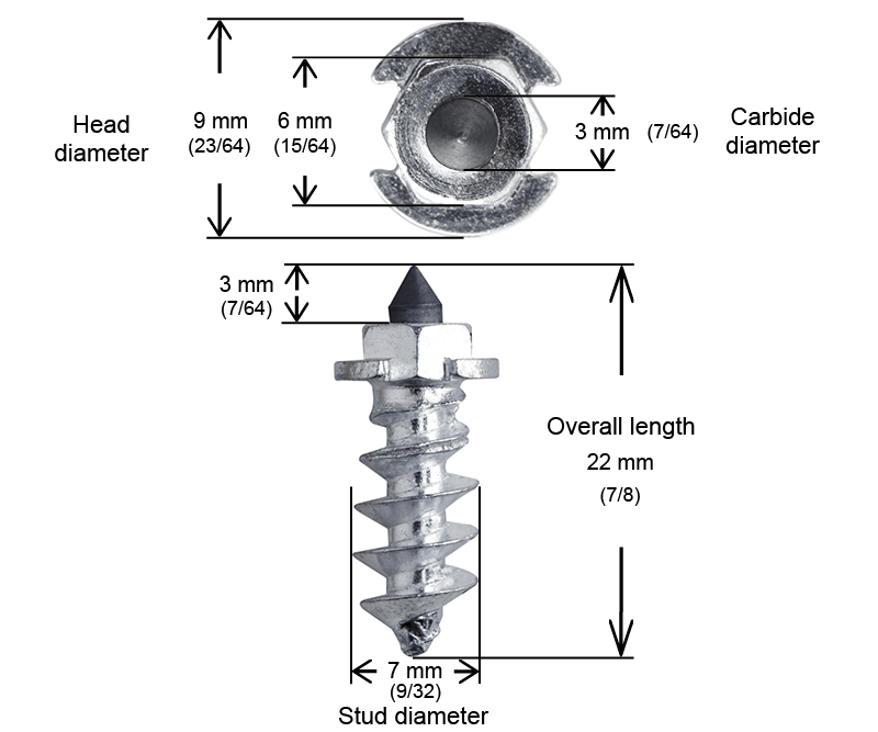SS-18R iGrip 18mm shouldered racing tire studs providing elite traction and control for high-speed performance on icy tracks