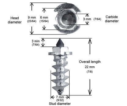 SS-18R iGrip 18mm shouldered racing tire studs providing elite traction and control for high-speed performance on icy tracks