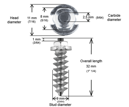 SS-30 iGrip 30mm shouldered tire studs delivering superior traction and control on icy and rugged terrain