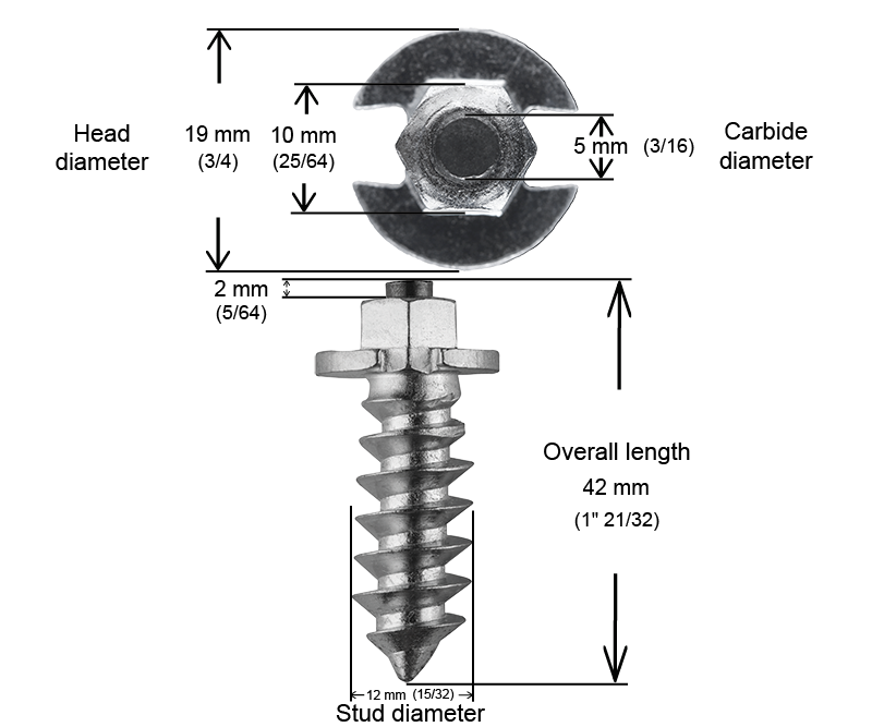 SS-40 iGrip 40mm shouldered tire studs delivering extreme traction and stability on icy and rugged terrain